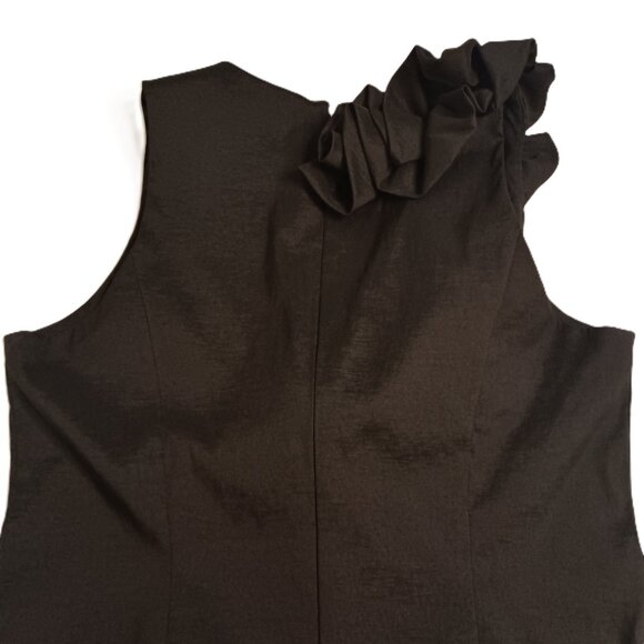 S.L. Fashions Black Dress with Rosette Adorned V-Neck and Back Women's Size 14 - Picture 15 of 16